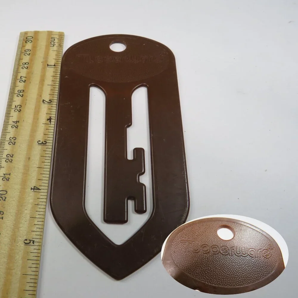 RARE Vintage 70s Tupperware Jumbo Paper Clip - Chocolate Brown Retro Office